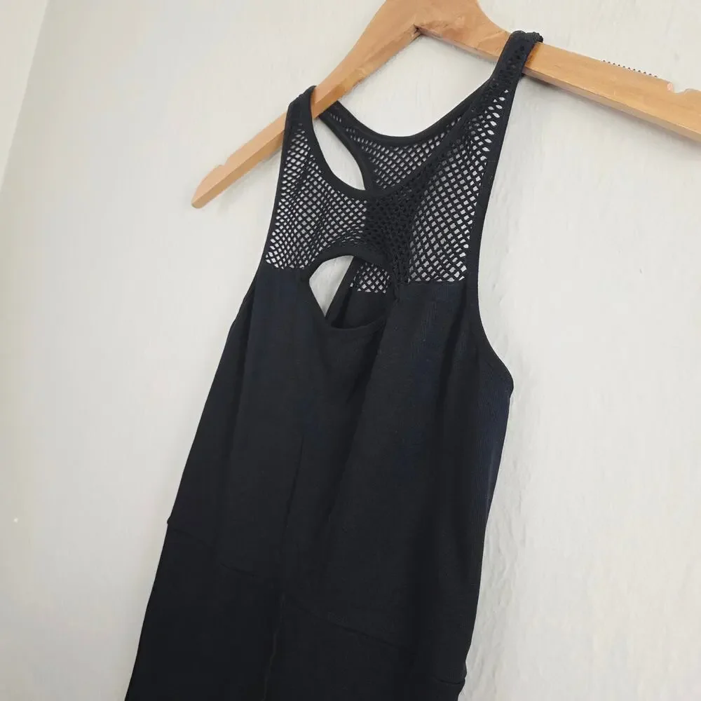 FP Movement Free Style Mesh Halter Top One Piece Onesie Black M L Medium/Large
